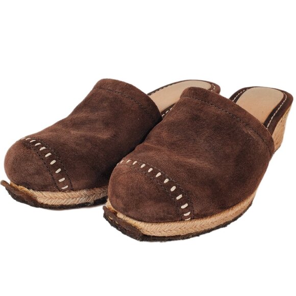 UGG Palma Espadrille 1655 Chestnut Suede Wedge Mule Clogs Women's Size US 8 - Picture 1 of 9